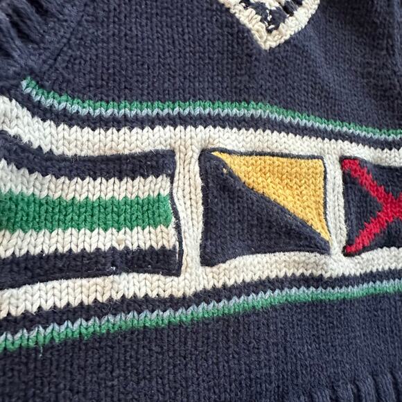 Hartstrings baby 24 months boys sweater vest blue flags pattern vintage v-neck - Picture 4 of 7